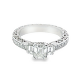 14K White Gold Diamond Emerald Cut Infinity Engagement Ring – 0.96ct